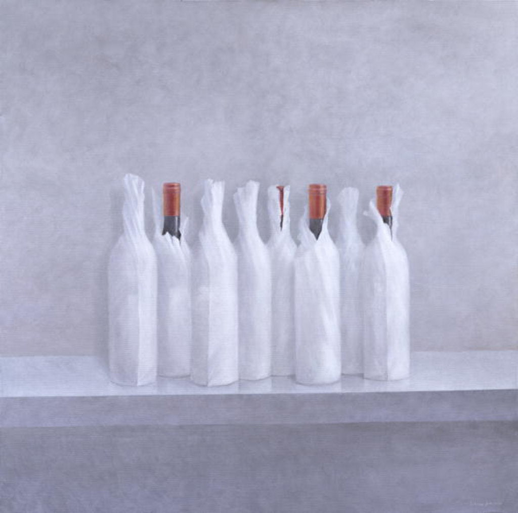 Detail of Wrapped bottles on grey, 2005 by Lincoln Seligman