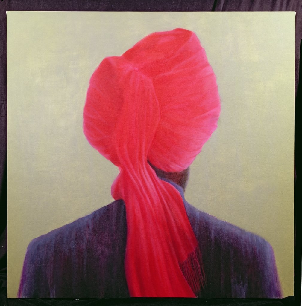Detail of Red Turban, Purple Jacket by Lincoln Seligman