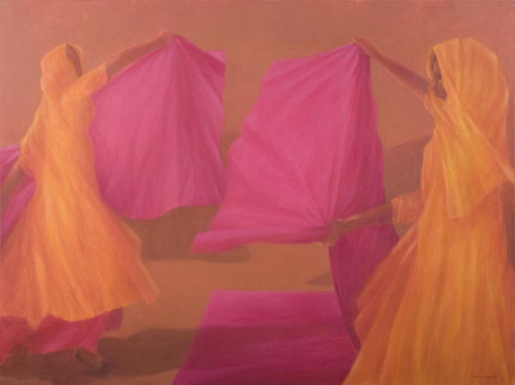 Detail of Tying Saris by Lincoln Seligman