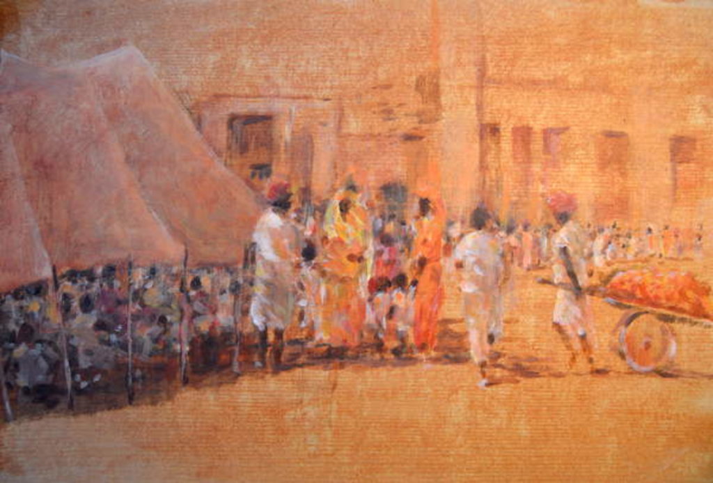 Detail of Village Scene, Jaipor by Lincoln Seligman