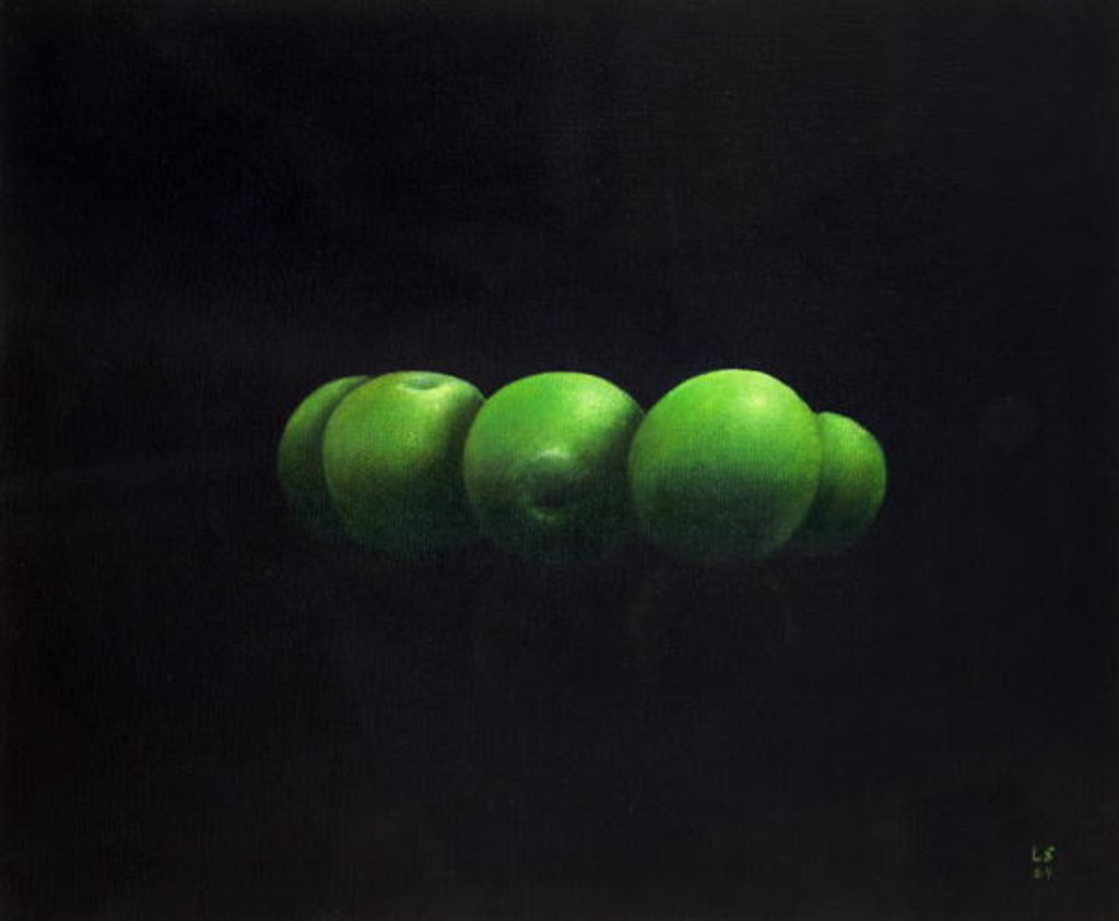 Detail of Five Green Apples by Lincoln Seligman