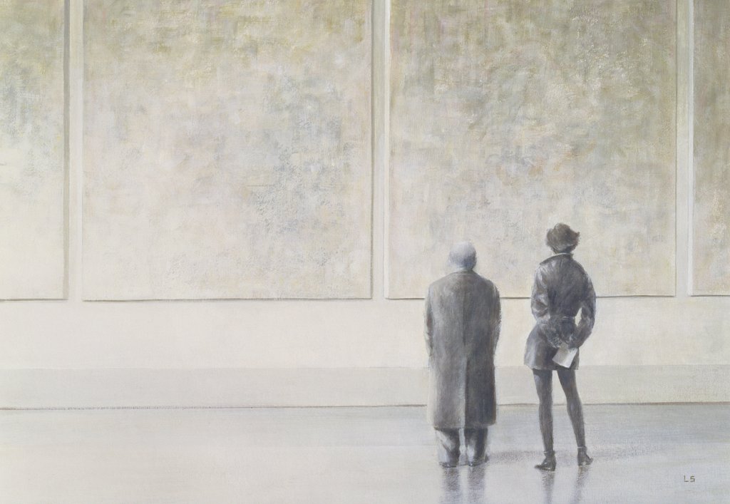 Detail of Man and Woman in an Art Gallery, c.1985 by Lincoln Seligman