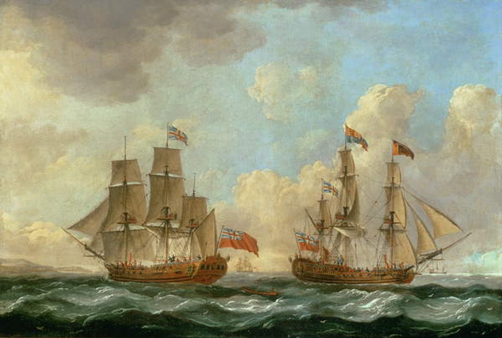 Detail of The 'Peregrine' in Two Positions off the Coast, 1766 by John the Elder Cleveley