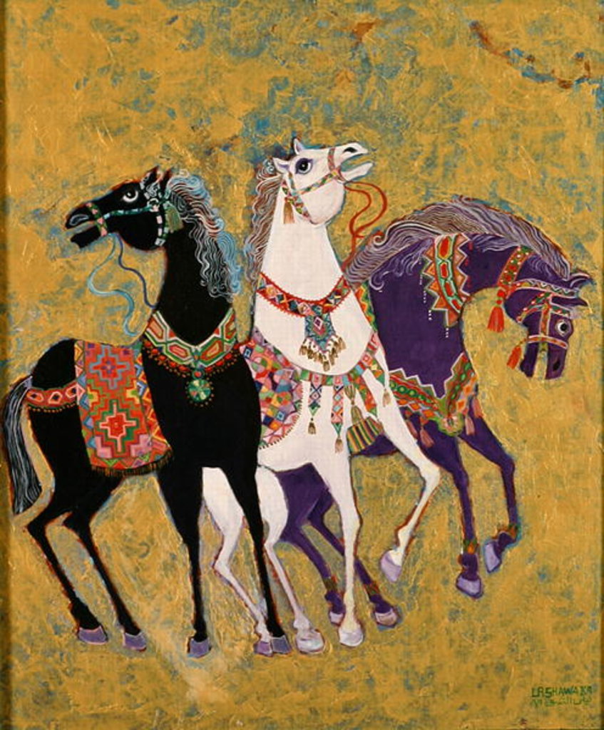 Detail of 3 Horses, 1975 by Laila Shawa