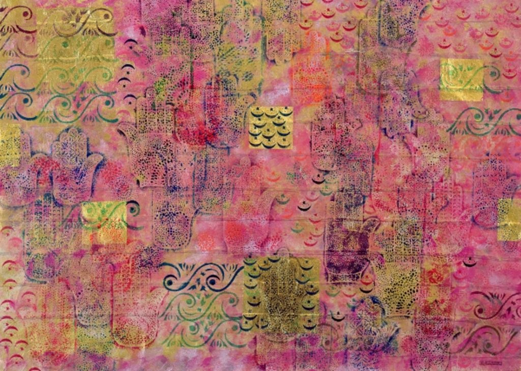 Detail of Hands of Fatima with Crescent Moon and Stars, 1999 by Laila Shawa