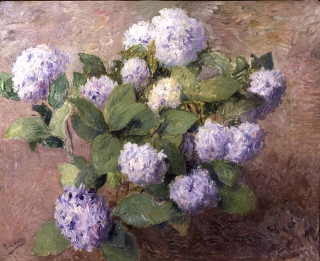 Detail of Blue Hydrangeas by Henri Lerolle