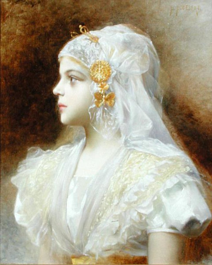 Detail of Portrait of a Girl by Leon Auguste Cesar Hodebert