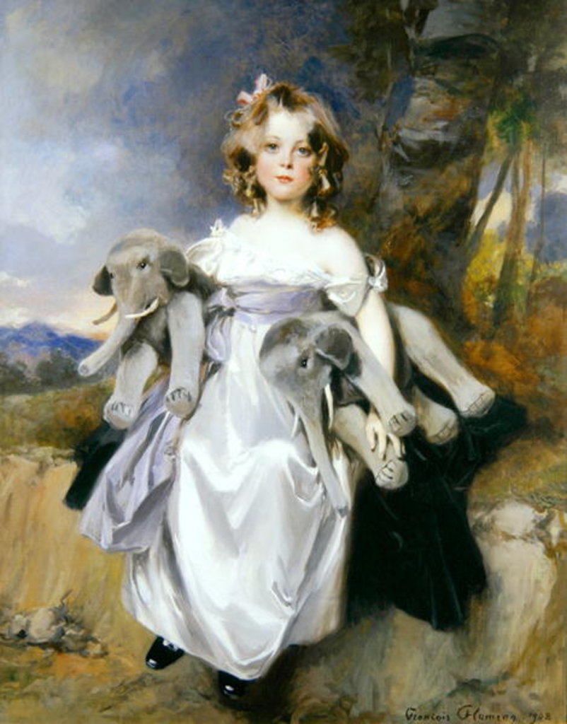 Detail of Portrait of a girl with toy elephants, 1908 by Francois Flameng