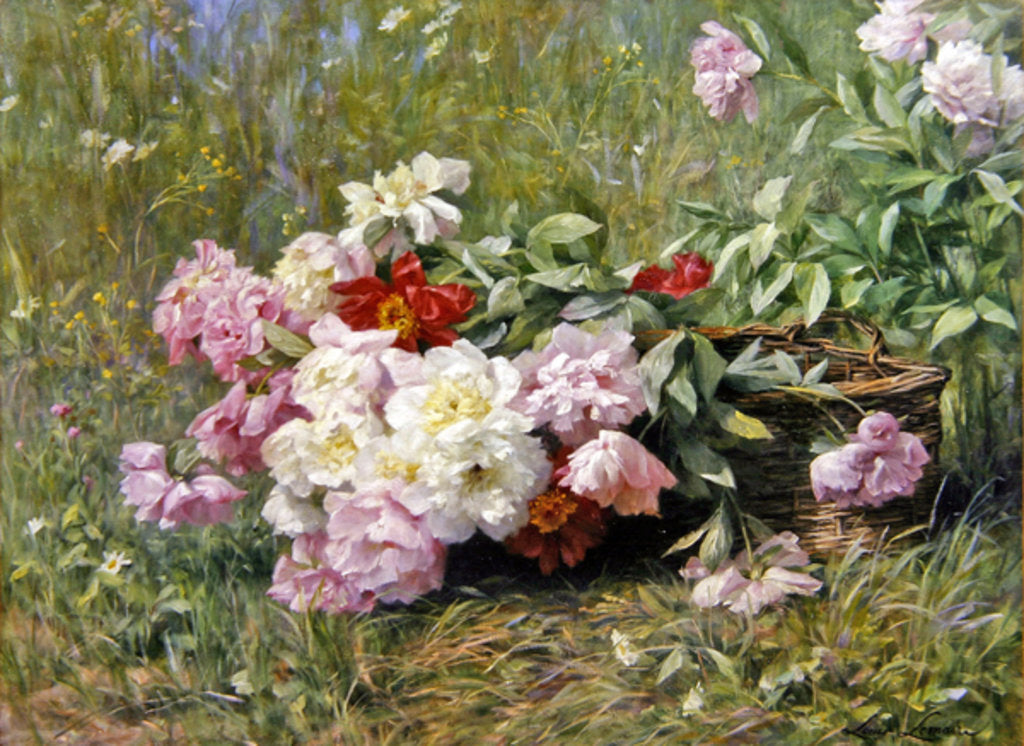 Detail of Freshly cut flowers by Louis Marie Lemaire