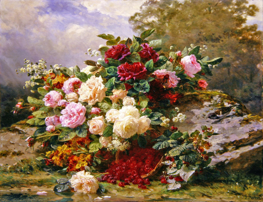 Detail of Autumn Flowers by Jean Baptiste Robie