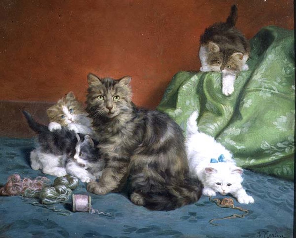 Detail of Playful Kittens by Daniel Merlin