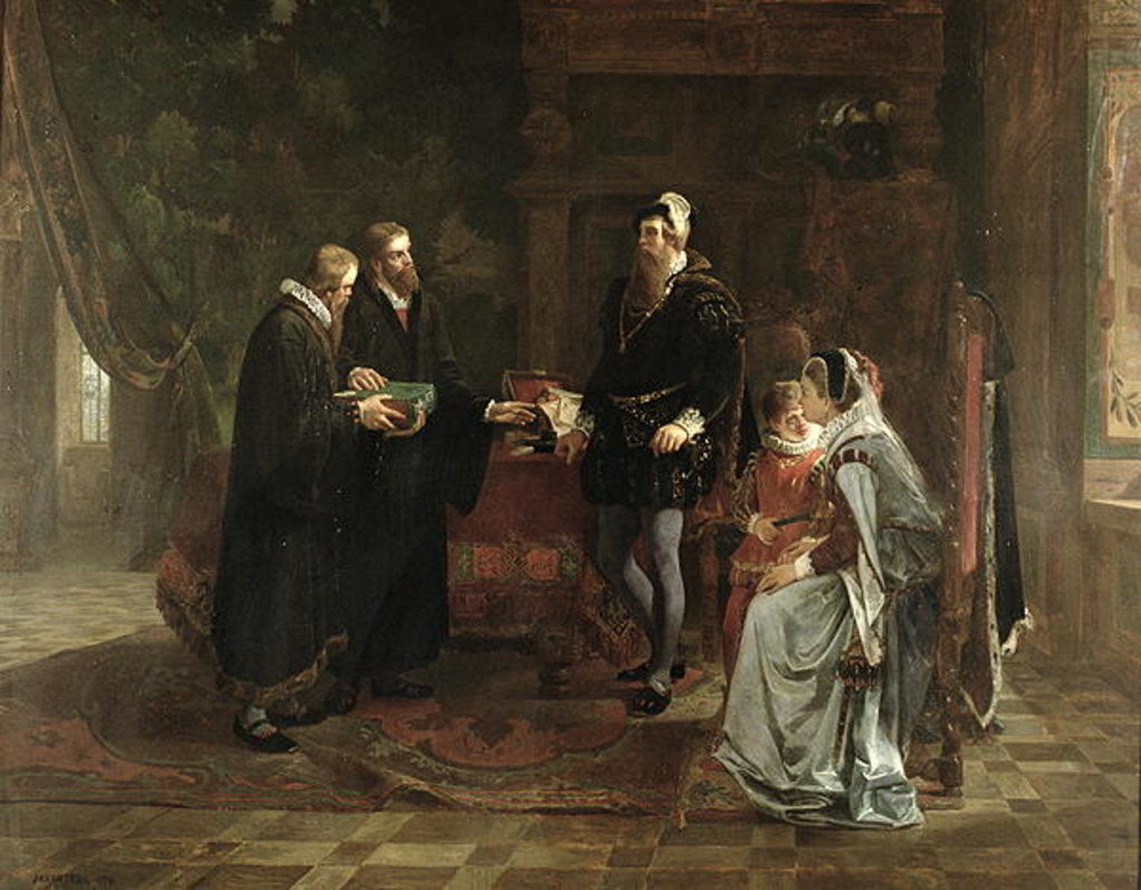 Detail of King Gustav I Vasa of Sweden Receiving the Swedish Translation of the Bible, 1870 by Julius Kronberg