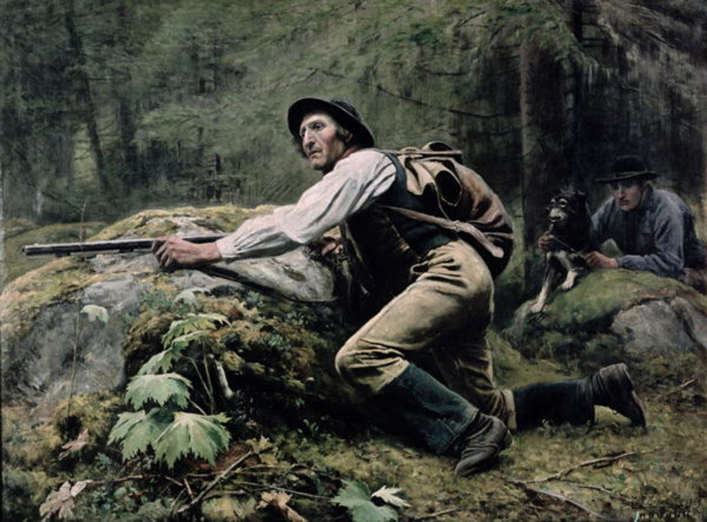 Detail of Elk Hunting, 1889 by Johan Tiren
