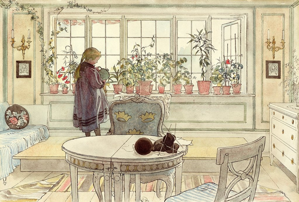 Detail of Flowers on the Windowsill by Carl Larsson
