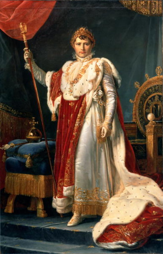 Detail of Napoleon Bonaparte in his coronation rob, c.1804 by Francois Pascal Simon Baron Gerard