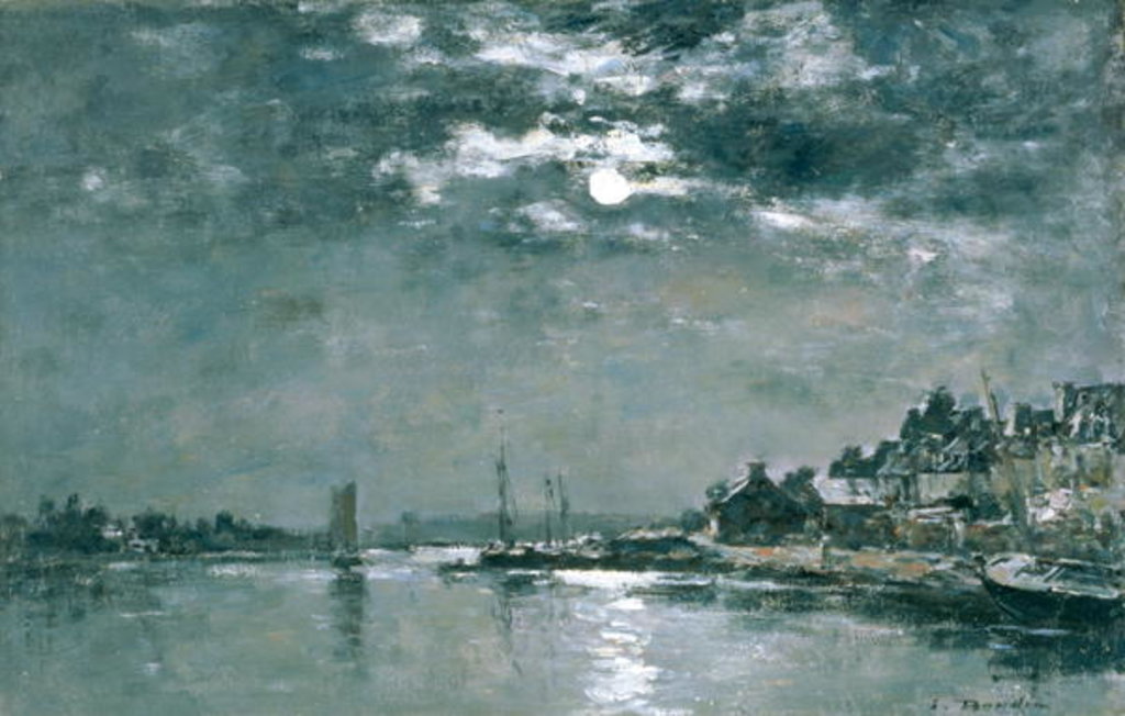 Detail of Moonlit Seascape by Eugene Louis Boudin