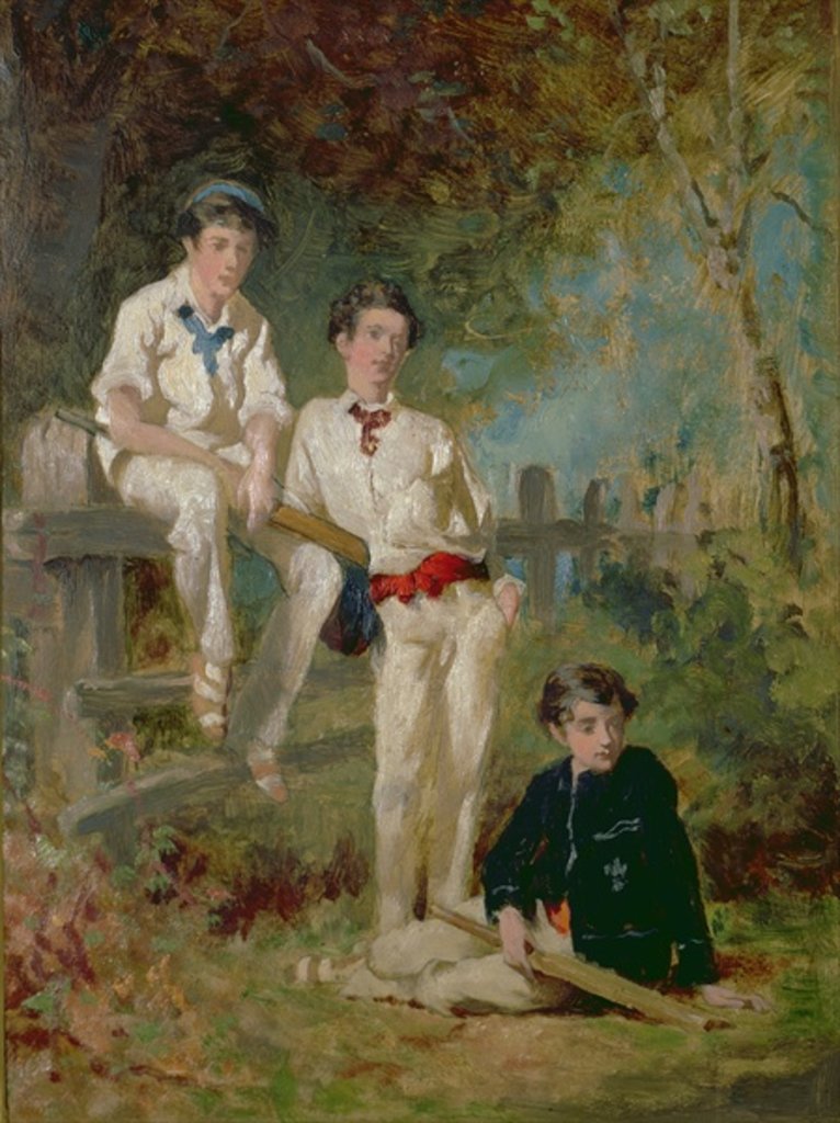 Detail of Three Young Cricketers, c.1883 by George Elgar Hicks