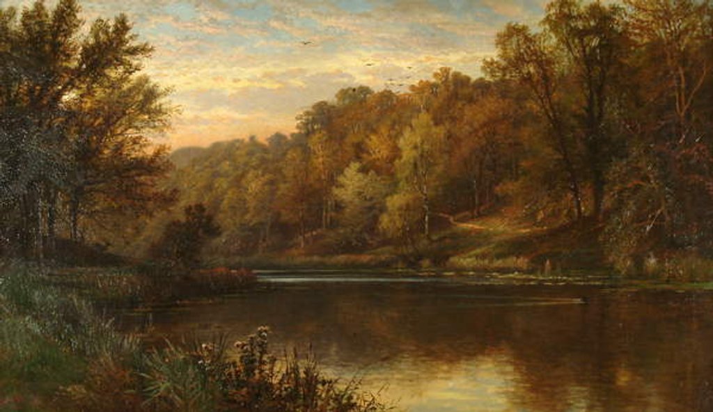 Detail of Swanbourne Lake Autumn, Arundel Park Sunset, 1883 by Alfred Augustus Glendening