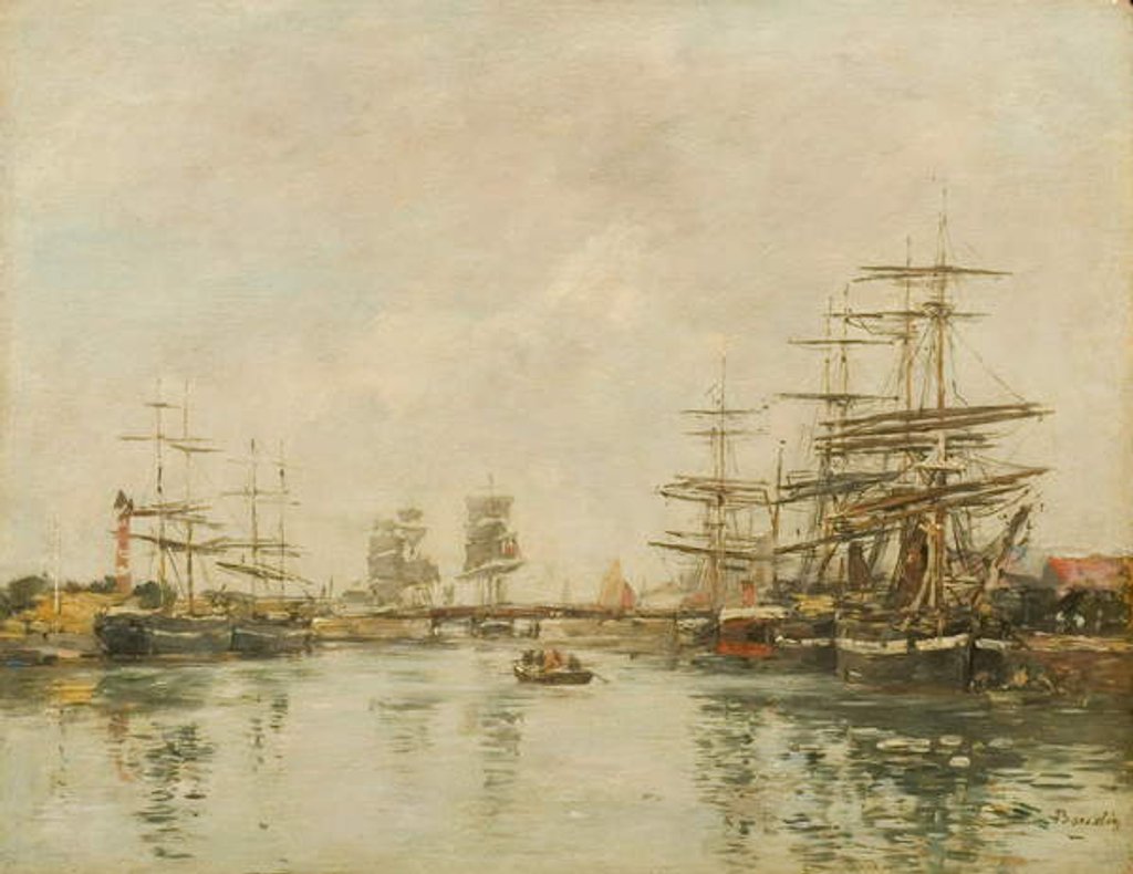Detail of Port d'Honfleur by Eugene Louis Boudin