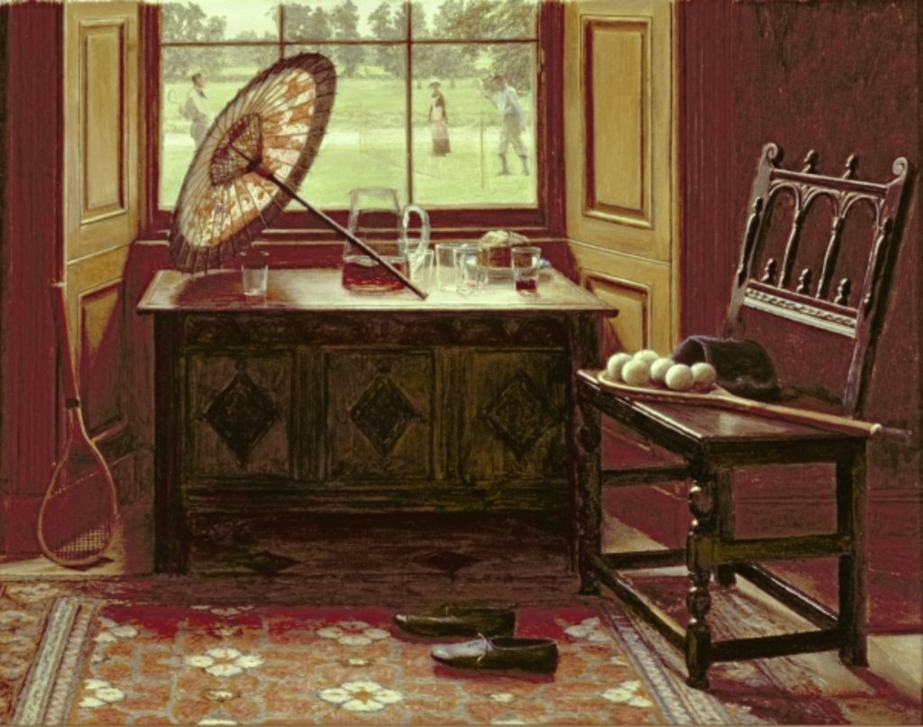 Detail of The Lawn Tennis Season, 1881 by Mary Hayllar