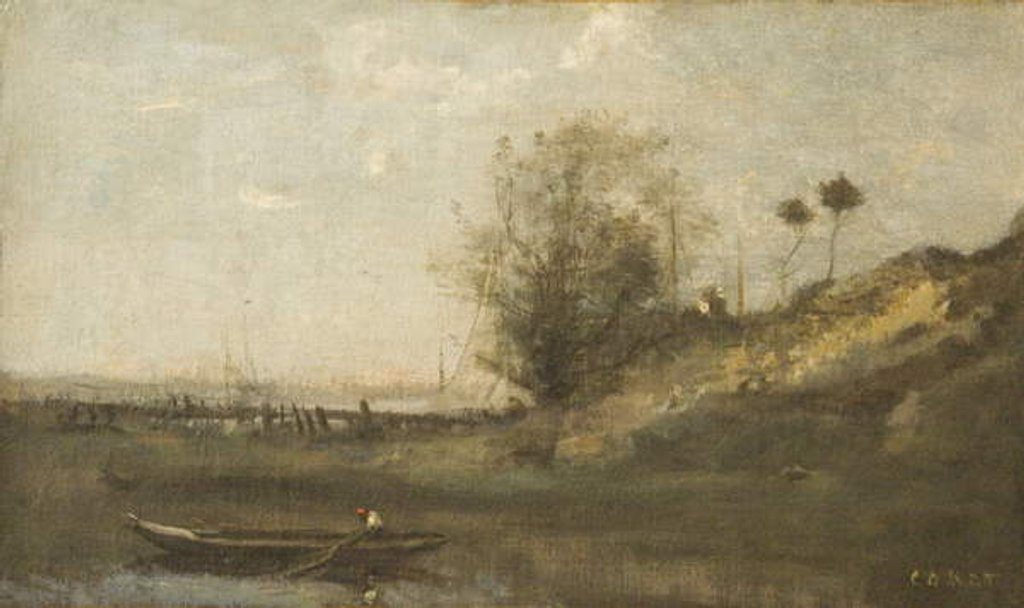 Detail of Estacade Normande by Jean Baptiste Camille Corot