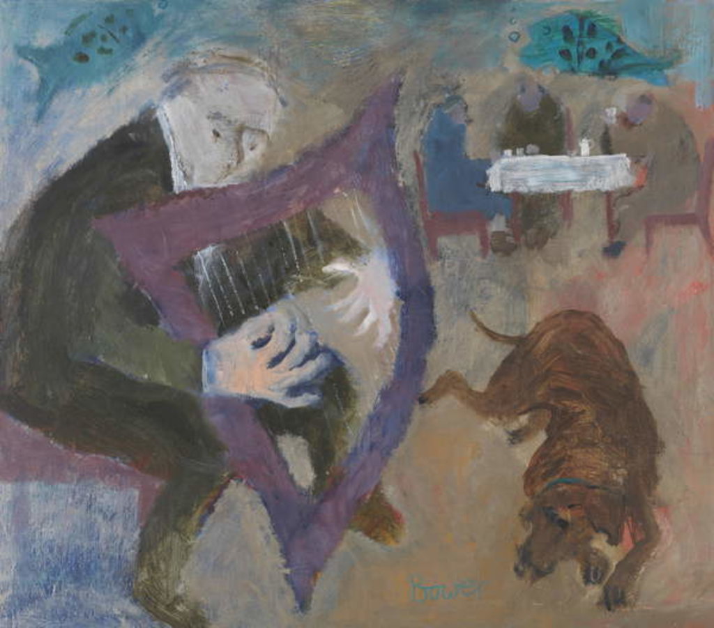 Detail of Harpist at the Greenfish Cafe, 2011 by Susan Bower