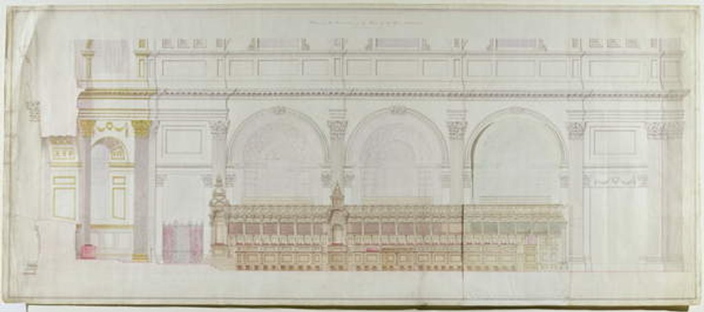 Detail of Elevation of the choir in St. Paul's Cathedral as redecorated by C.R. Cockerell 1848 by Alexander Dick Gough