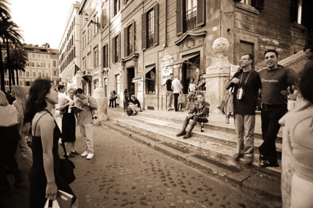 Detail of Man with spiked hair smoking and drinking, 2004 by Stephen Spiller