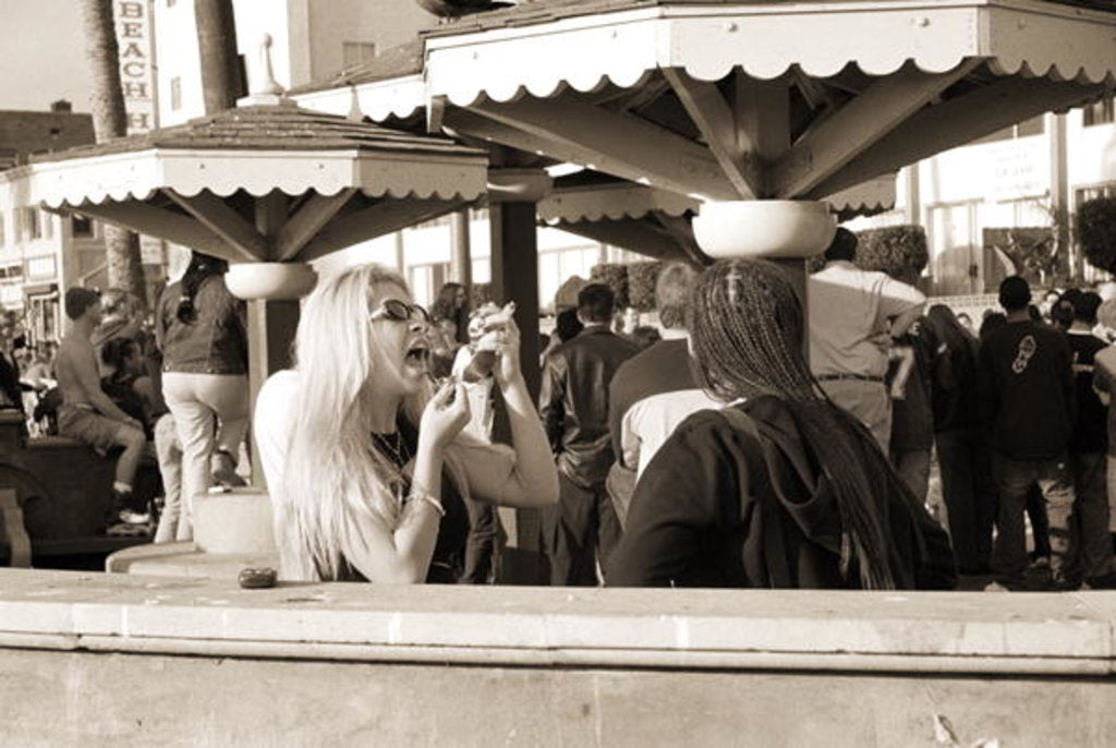 Detail of Woman with a pierced tongue applying lipstick, 2004 by Stephen Spiller