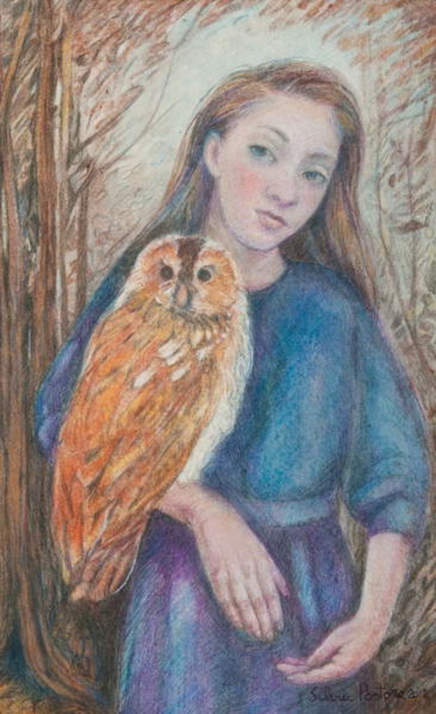 Detail of Girl with Owl, 2012 by Silvia Pastore