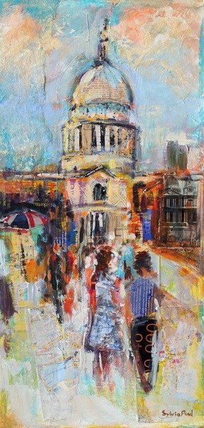 Detail of St Paul's from the Millennium Bridge, 2014 by Sylvia Paul