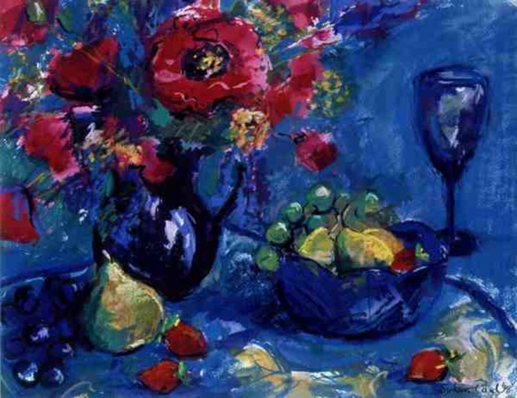 Detail of Still Life with Blue Glass, 1999 by Sylvia Paul