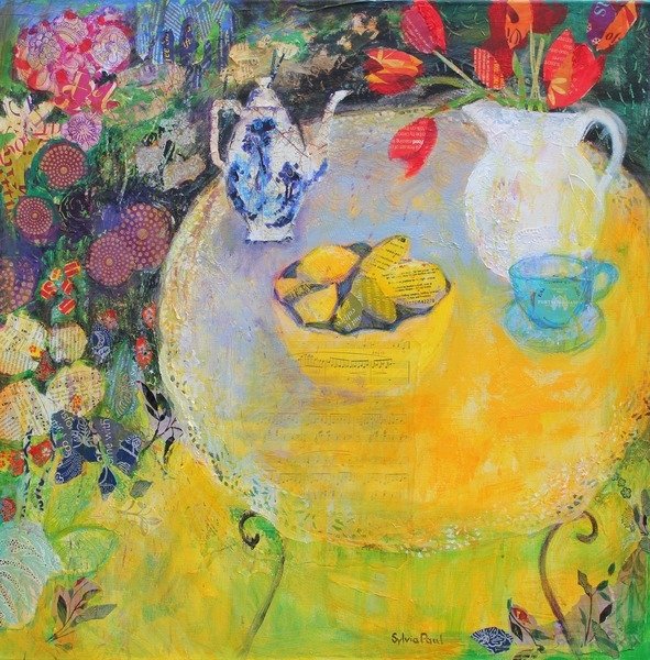 Detail of Lemon Tea in the Garden, 2015 by Sylvia Paul