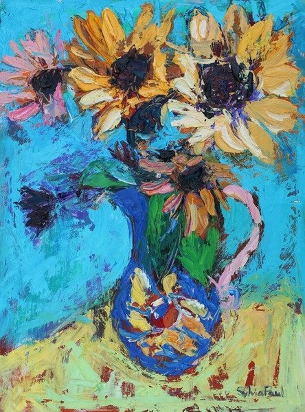 Detail of Little Sunflowers, 2015 by Sylvia Paul