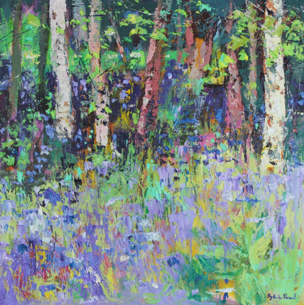 Detail of Bluebell Time, 2017 by Sylvia Paul