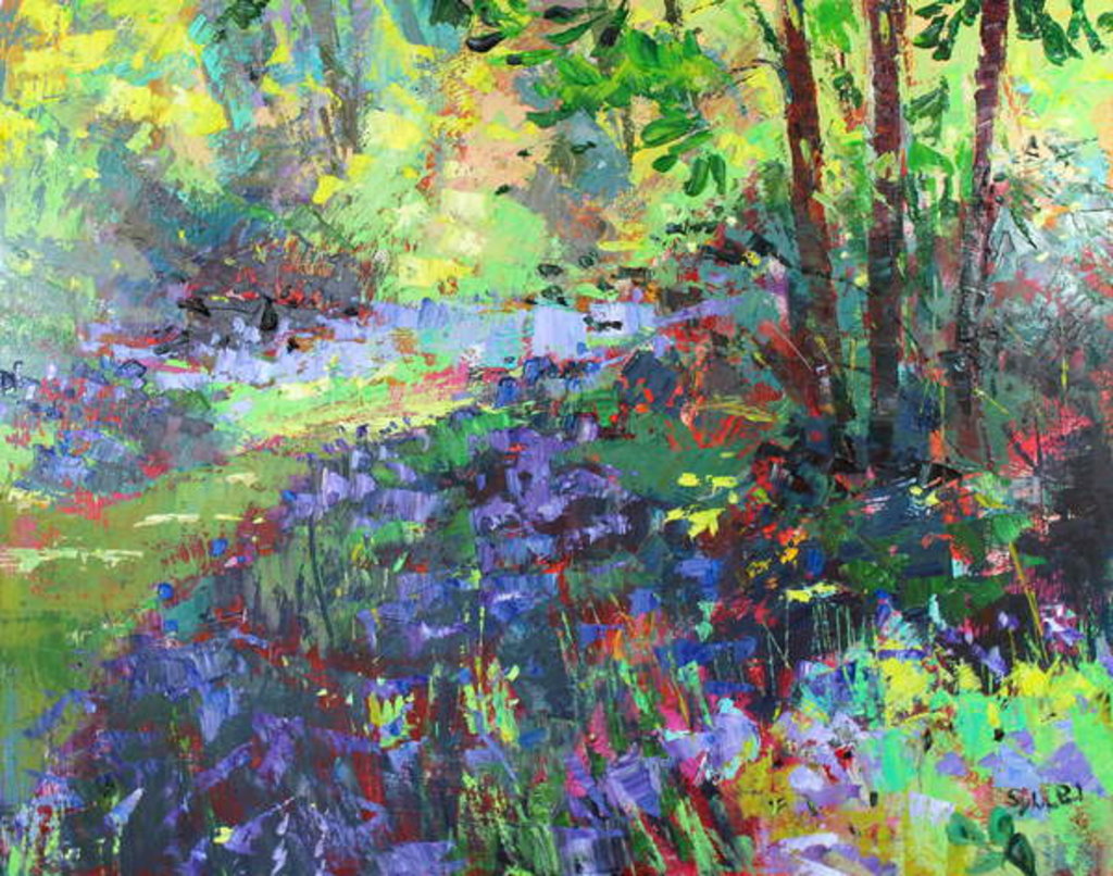 Detail of Path Through the Bluebells, 2018 by Sylvia Paul