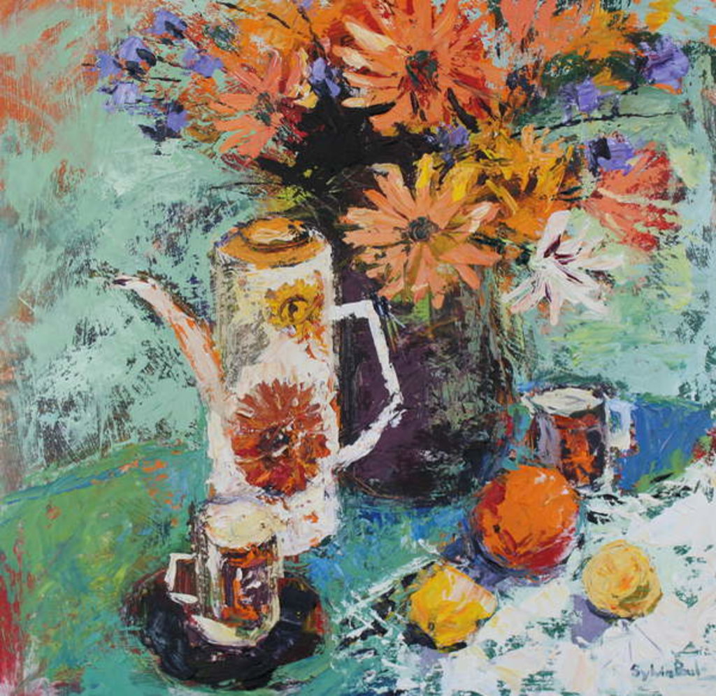 Detail of Coffee Pot Still Life, 2018 by Sylvia Paul