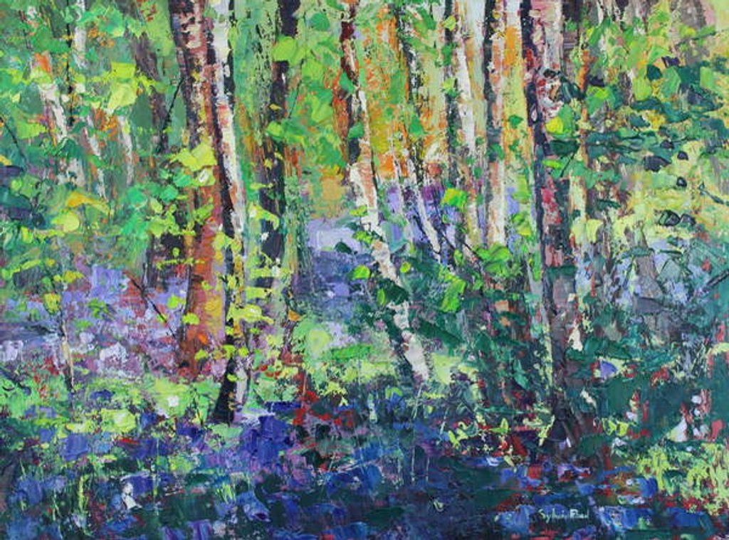 Detail of Bluebells and Dancing Leaves, 2019 by Sylvia Paul