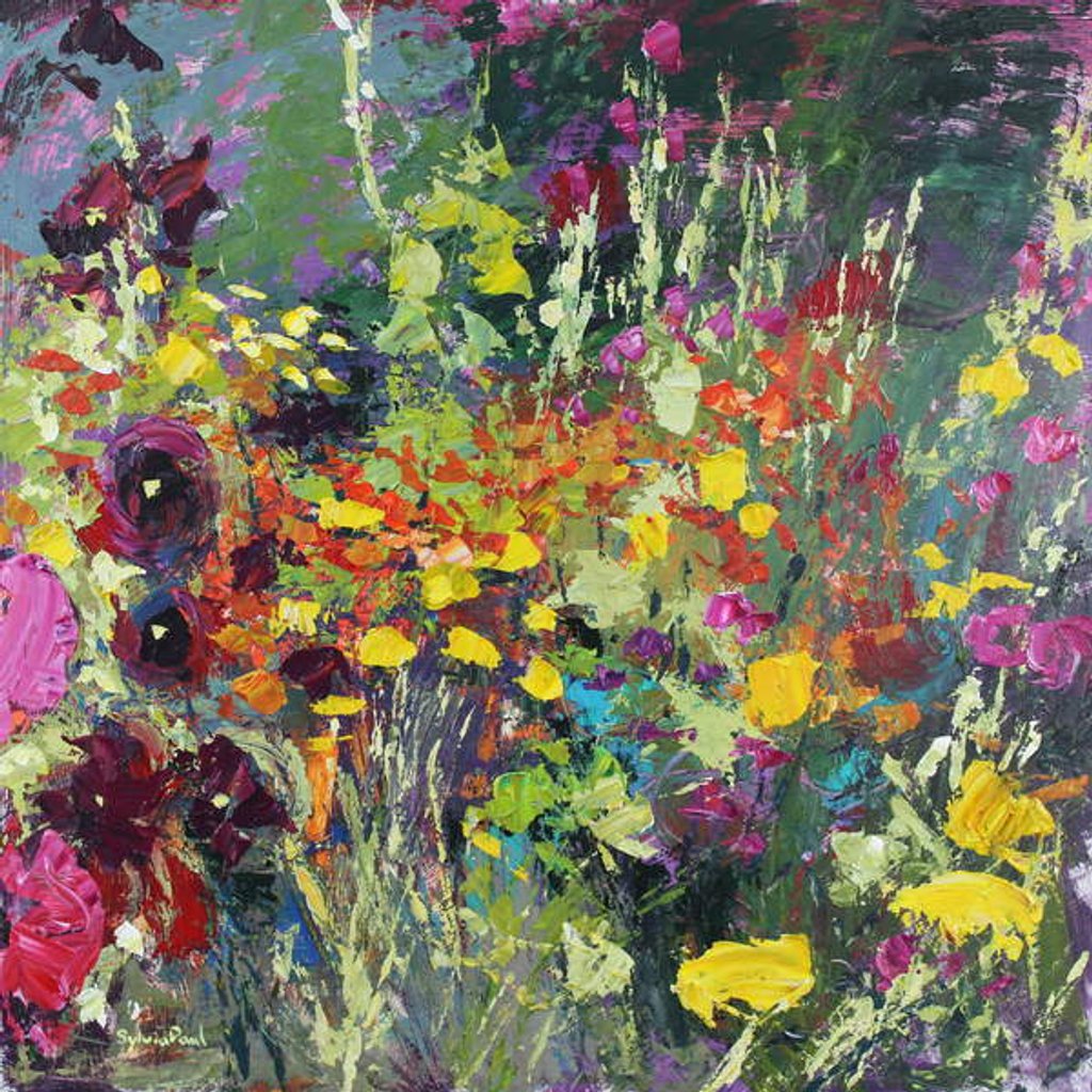 Detail of A Splash of Colour in the Garden, 2019 by Sylvia Paul