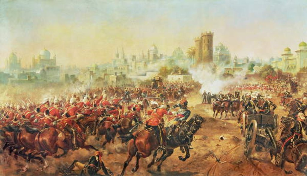 Detail of Charge of the Queens Bays against the Mutineers at Lucknow, 6th March 1858 by Henry A. Payne