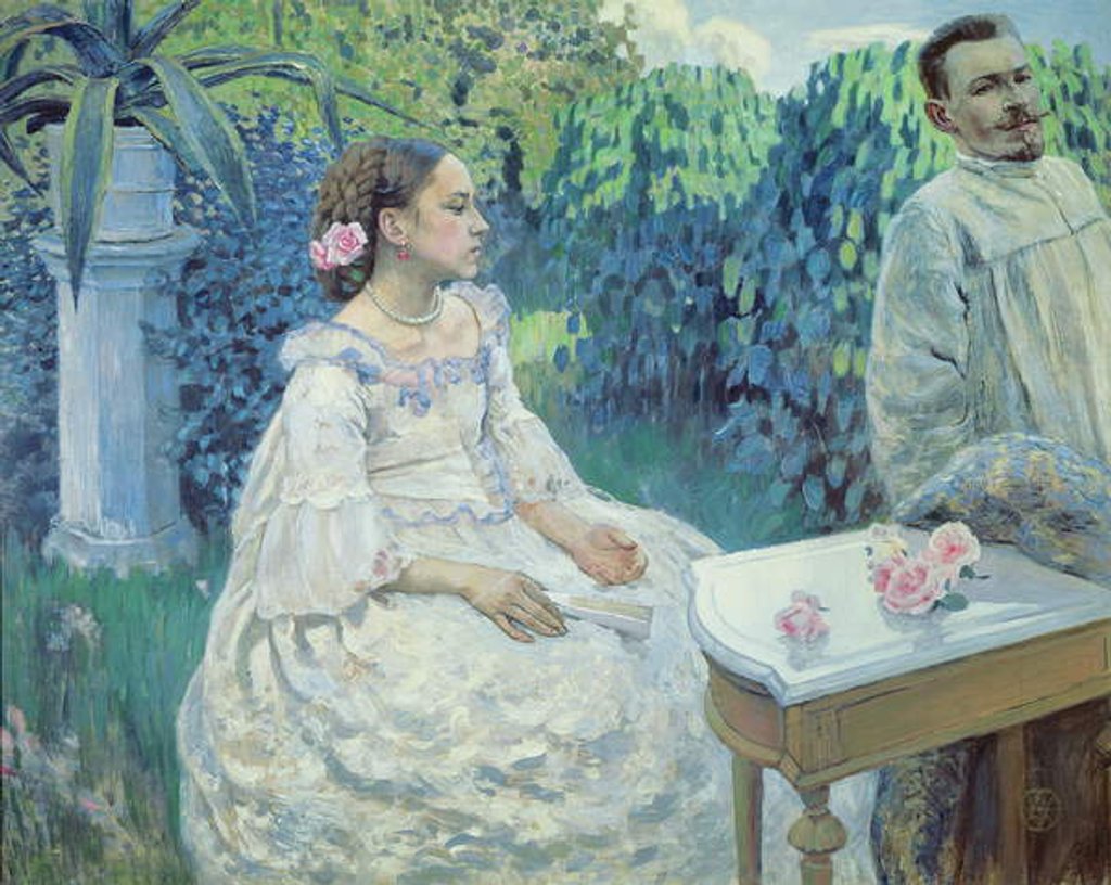 Detail of Self Portrait of the Artist with his Sister, Elena Borisova-Musatova, 1898 by Viktor Elpidiforovich Borisov-Musatov
