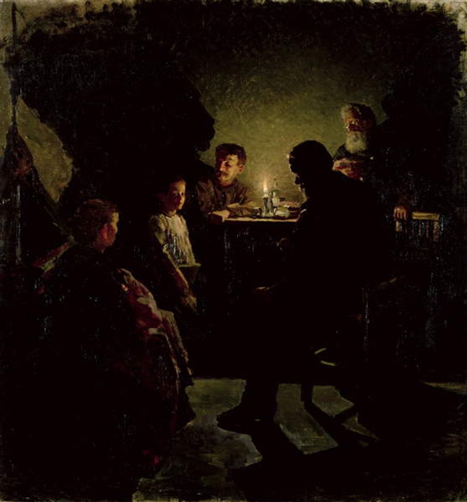 Detail of The Worker's Family by Nikolaj Alekseevich Kasatkin