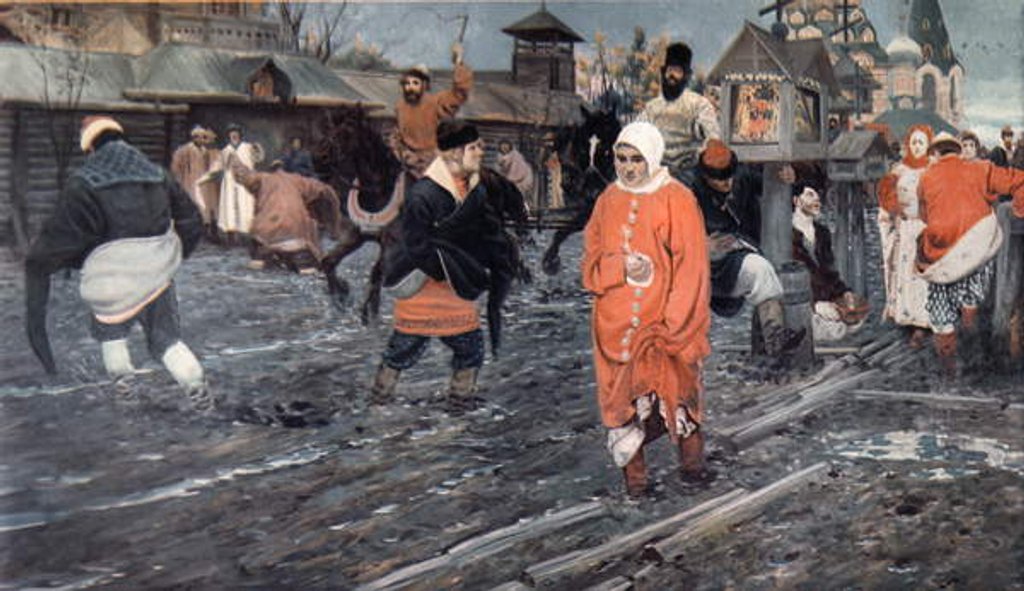 Detail of A Seventeenth Century Moscow Street on a Holiday, 1895 by Andrei Petrovich Ryabushkin