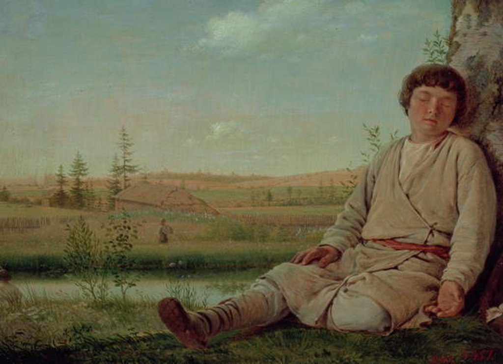 Detail of Sleeping Shepherd Boy, 1823-26 by Aleksei Gavrilovich Venetsianov