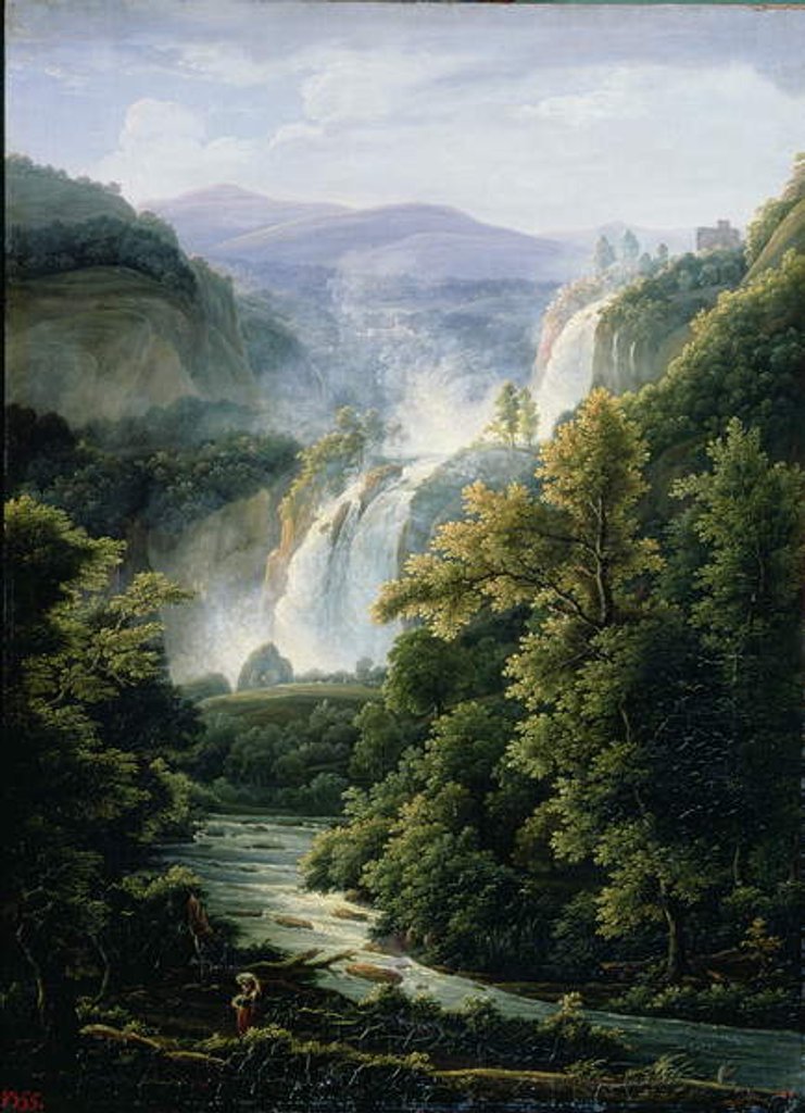 Detail of The Caduta delle Marmore Waterfall on the River Velino, 1819 by Fedor Mikhailovich Matveev