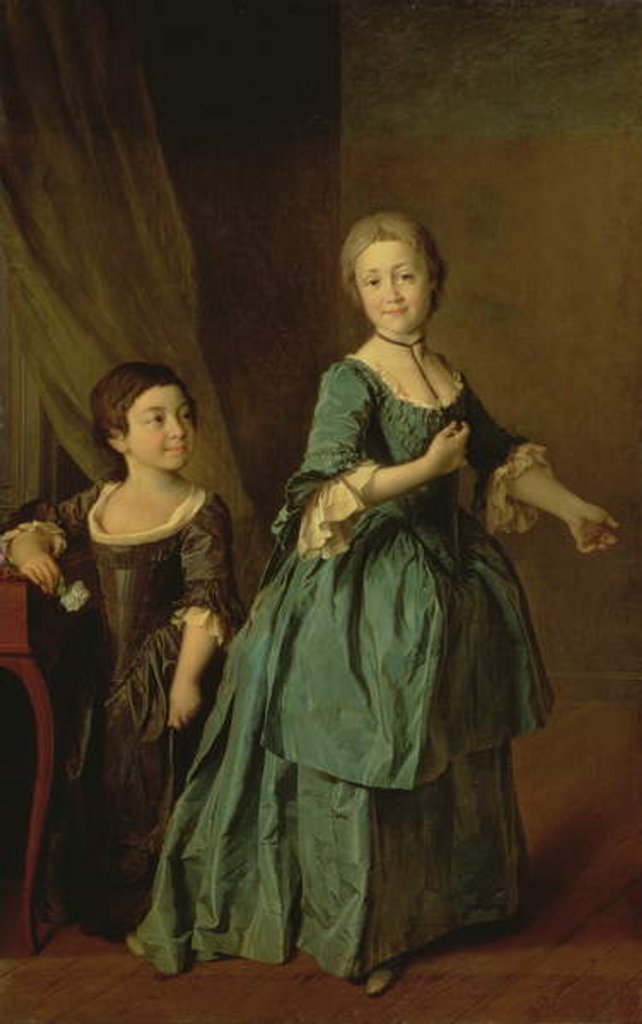 Detail of Portrait of Feodosia Rzhevskaya and Nastasia Davydova 1772 by Dmitri Grigor'evich Levitsky