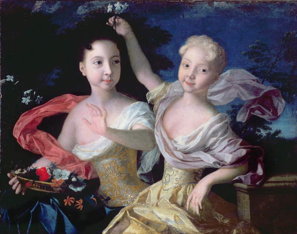 Detail of Portrait of the Princesses Anna Petrovna and Elizabeth Petrovna 1717 by Louis Caravaque