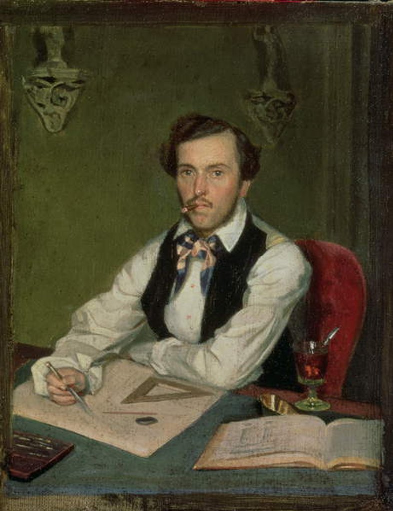 Detail of Portrait of an Architect by Pavel Andreevich Fedotov