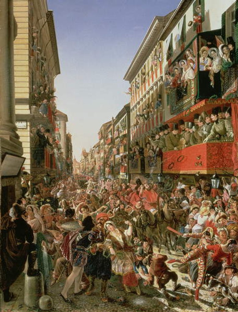 Detail of Carnival in Rome, 1839 by Aleksandr Petrovich Myasoedov