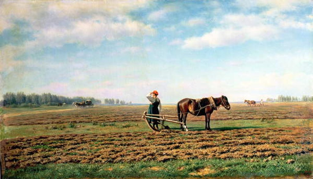 Detail of Ploughing the Field, 1871 by Mikhail Konstantinovich Klodt